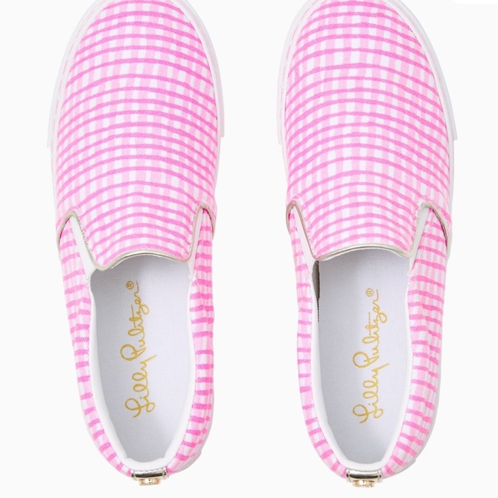 Lilly Pulitzer Pink Gingham Julie Shoes Sneakers 8 NEW